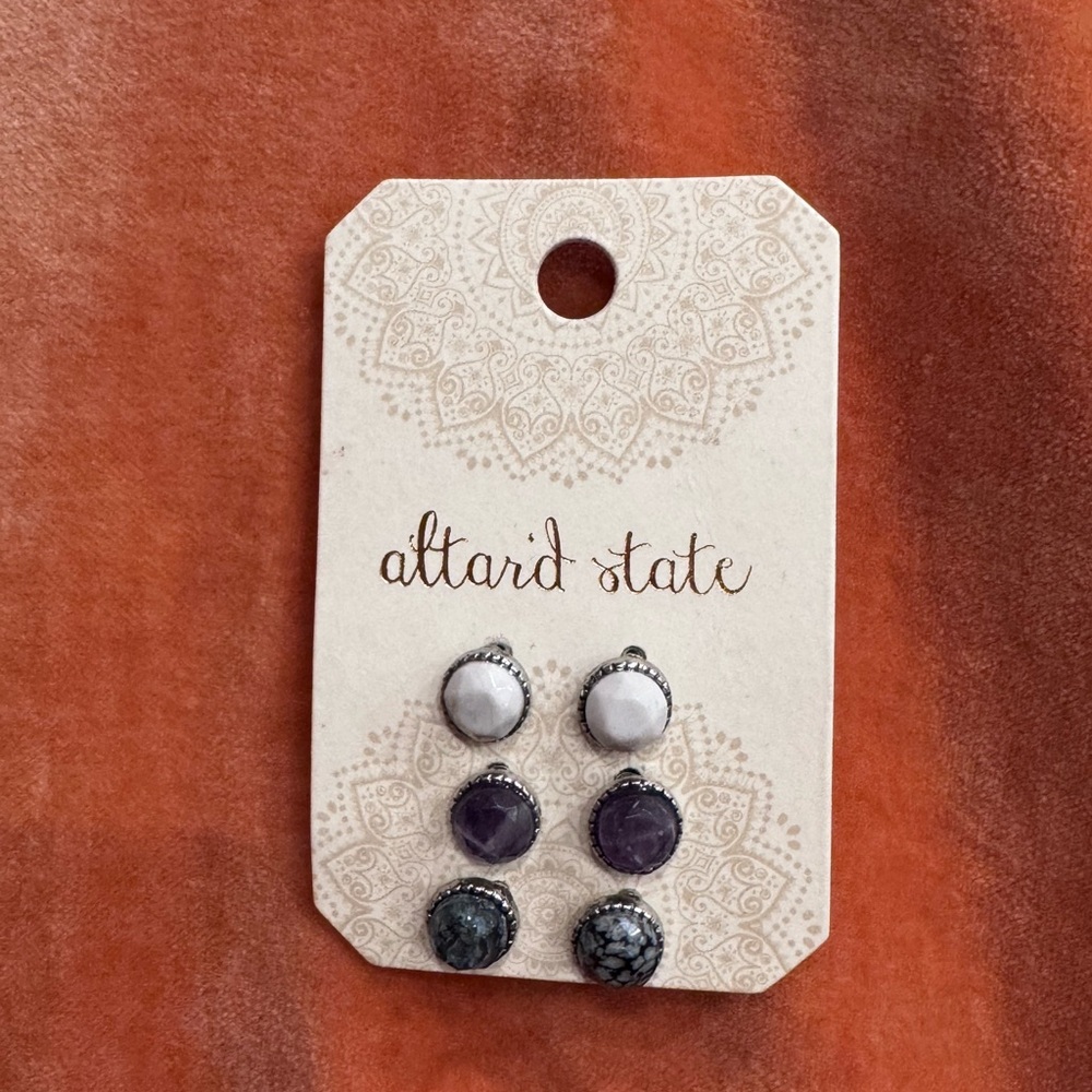Altar'd State Silver Stud Earring Trio